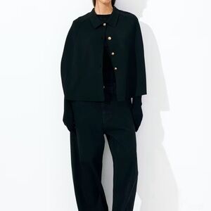 H&M Black Cape Jacket with Gold Buttons